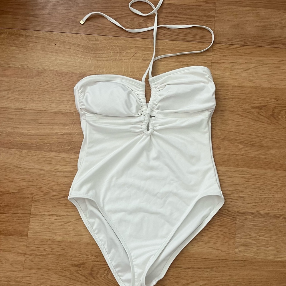 Michael Kors White One Piece Swimsuit with Halter Neck